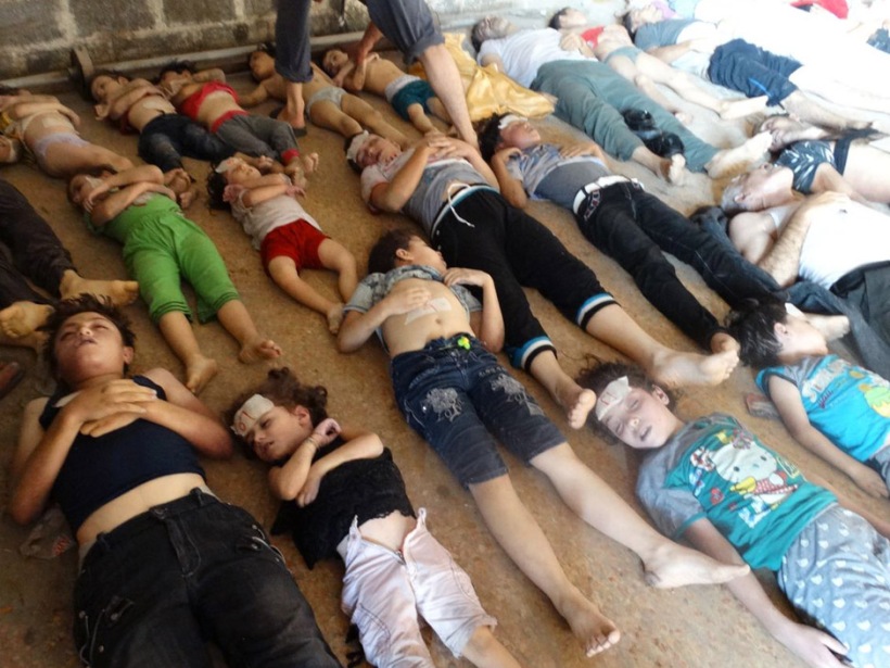 Syrian children lay dead after being gassed in Damascus