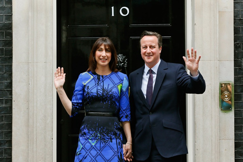 David Cameron, seen here with his wife outside Number 10, is back as prime minister this time with a Conservative majority